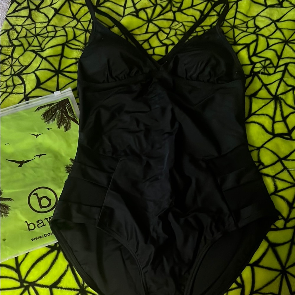 Classic Black One Piece Swimsuit with V-Neckline
